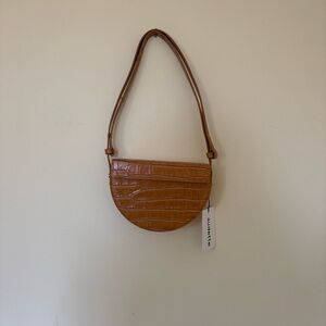 Tan Quilted Leather Shoulder Bag